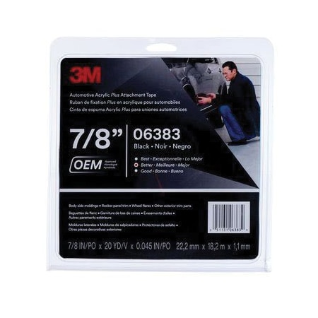 3M 3M Automotive Acrylic Plus Attachment Tape 06383, Black, 1.12 mm, 7/8 inx20 yd 7000050068